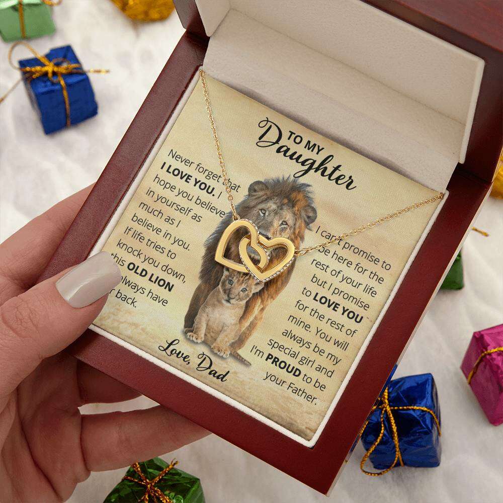 Give Love Gifts: Dad to Daughter - Old Lion - Interlocking Hearts Gift Set