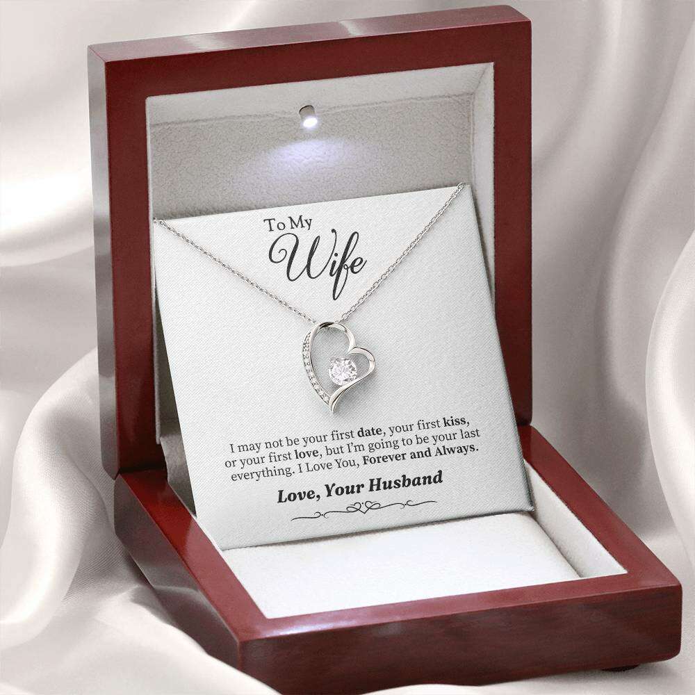 Give Love Gifts: Wife - Last Everything - Forever Love Gift Set: 14K White / Mahogany & LED Light