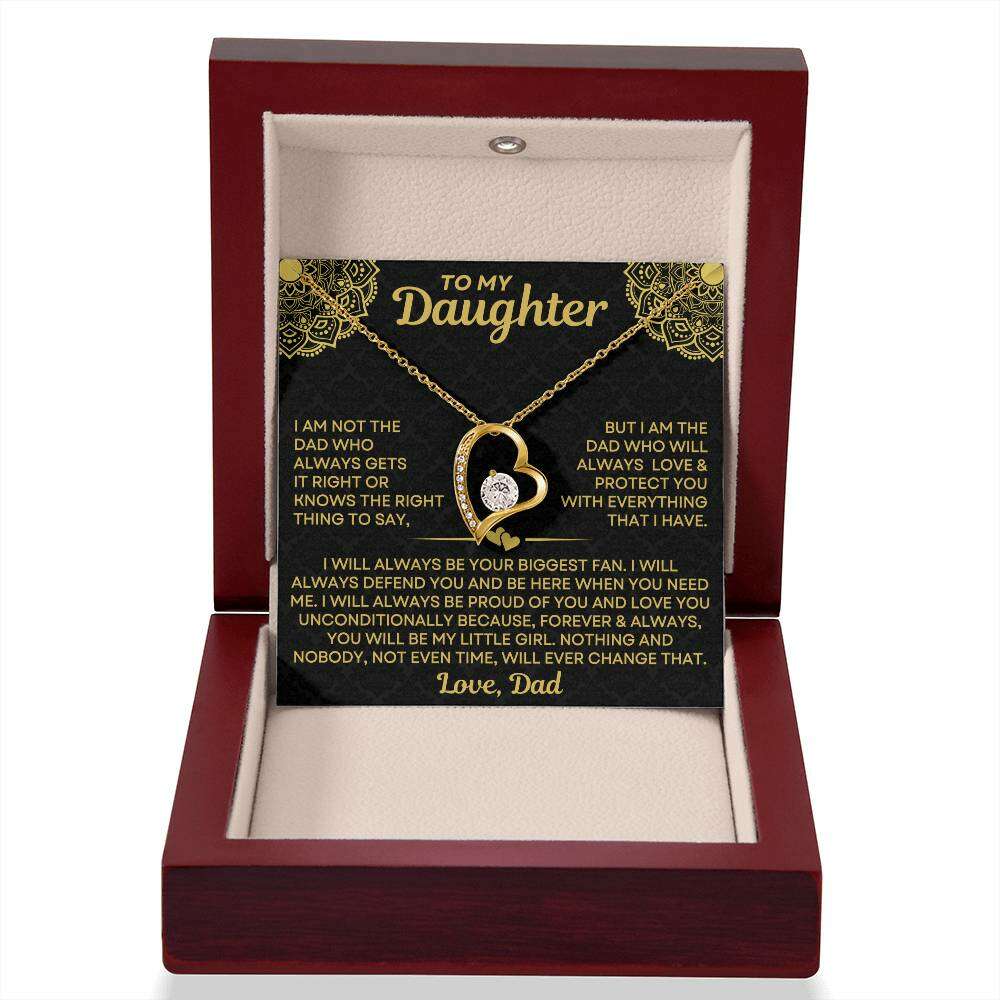 Give Love Gifts: Dad to Daughter - Always - Forever Love Gift Set: 18K Yellow / Mahogany & LED Light