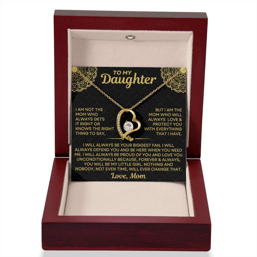 Give Love Gifts: Mom to Daughter - Always - Forever Love Gift Set: 18K Yellow / Mahogany & LED Light