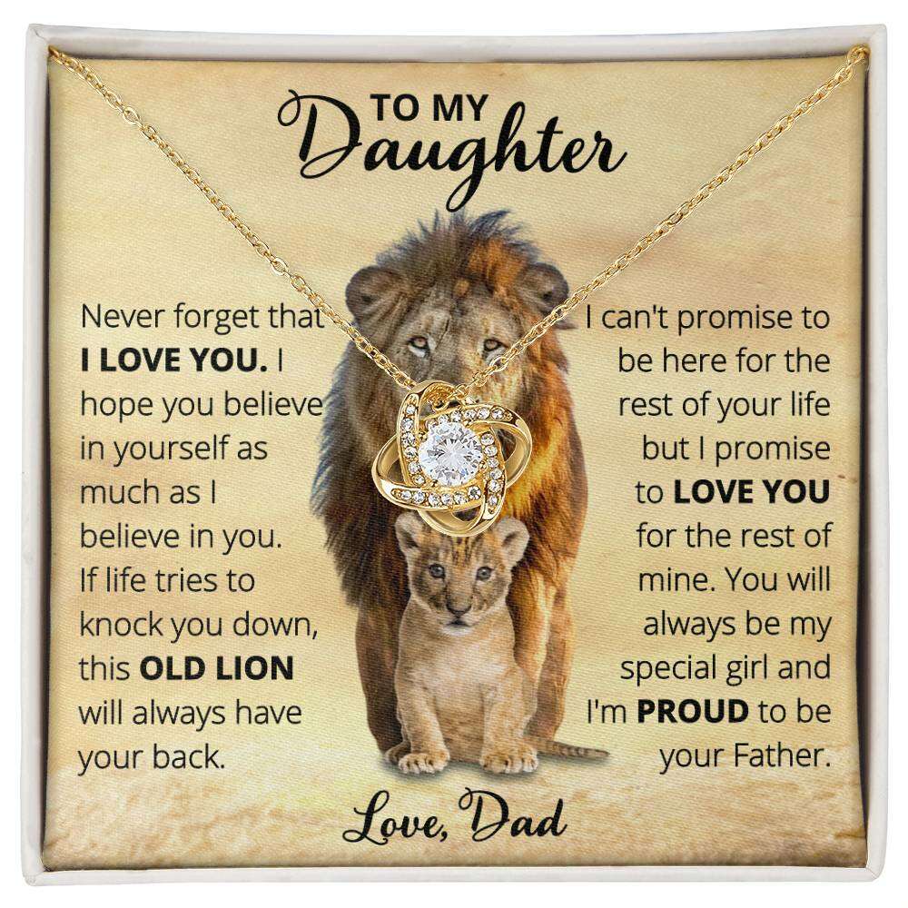 Give Love Gifts: Dad to Daughter - Old Lion - Love Knot Gift Set: 18K Yellow / Two-Tone Standard