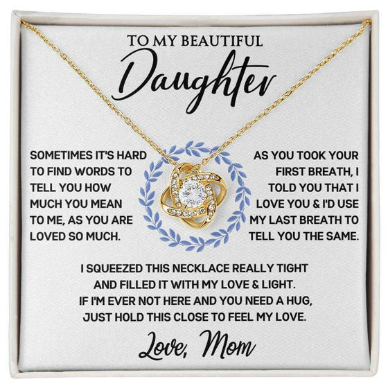 Give Love Gifts: Mom to Daughter - First Breath - Love Knot Gift Set: 14K White / Two-Tone Standard