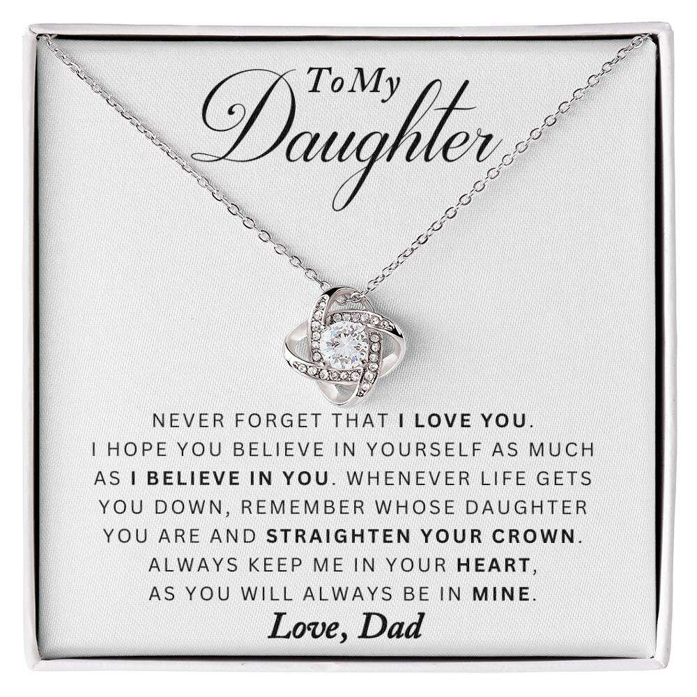 Give Love Gifts: Dad to Daughter - Never Forget - Love Knot Gift Set: 14K White / Two-Tone Standard