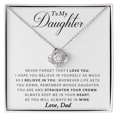 Give Love Gifts: Dad to Daughter - Never Forget - Love Knot Gift Set: 14K White / Two-Tone Standard