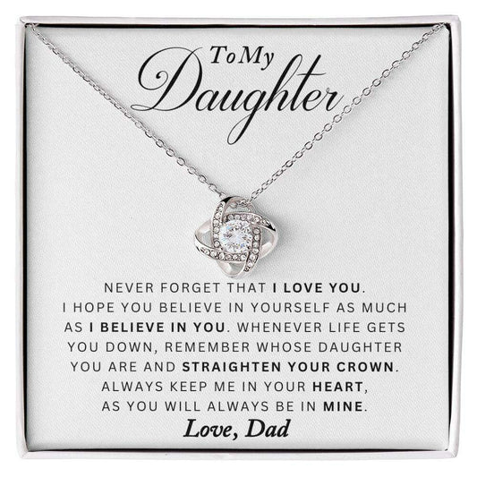 Give Love Gifts: Dad to Daughter - Never Forget - Love Knot Gift Set: 14K White / Two-Tone Standard