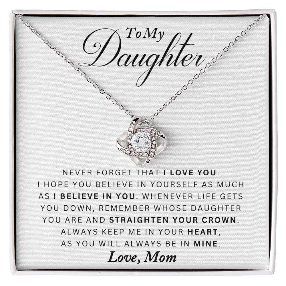 Give Love Gifts: Mom to Daughter - Never Forget - Love Knot Gift Set: 14K White / Two-Tone Standard