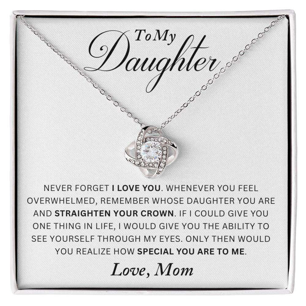 Give Love Gifts: Mom to Daughter - I Love You - Love Knot Gift Set: 14K White / Two-Tone Standard