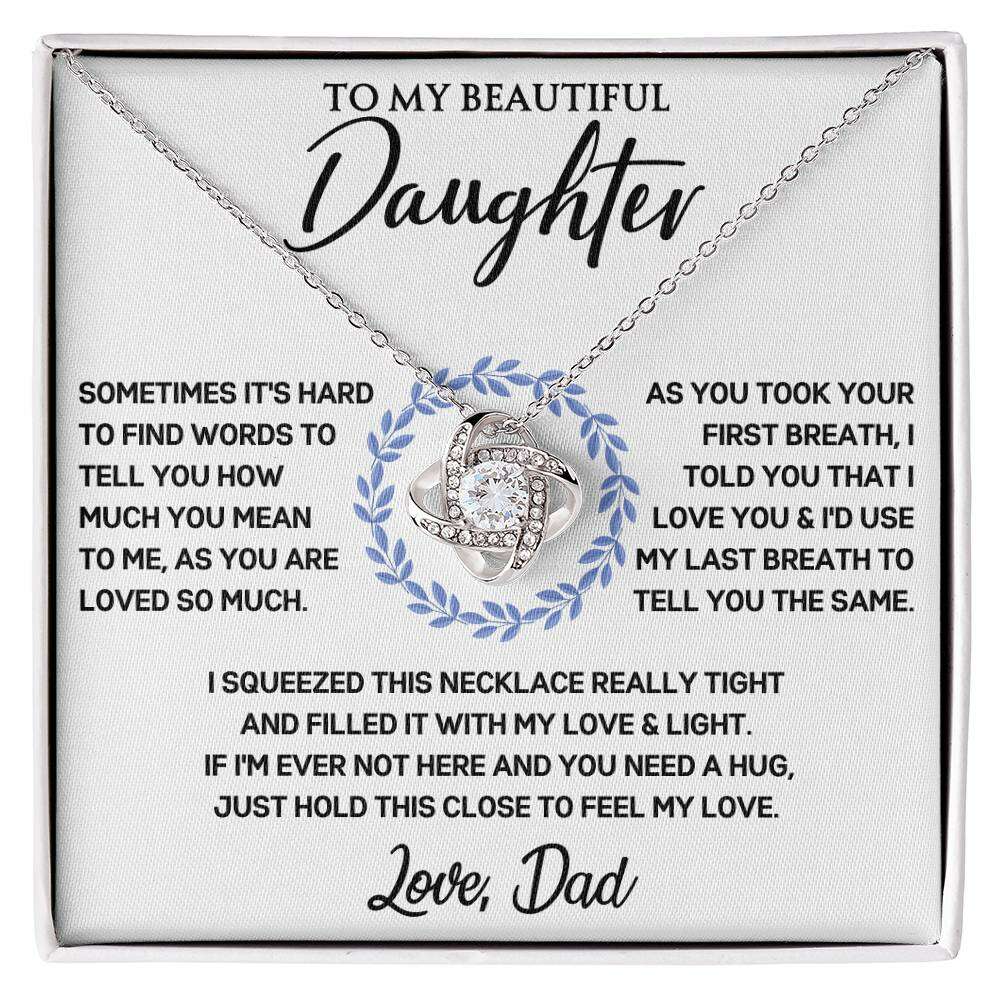 Give Love Gifts: Dad to Daughter - First Breath - Love Knot Gift Set: 14K White / Two-Tone Standard