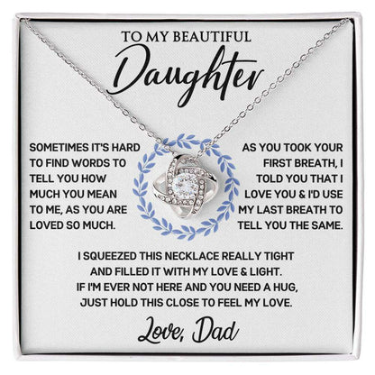 Give Love Gifts: Dad to Daughter - First Breath - Love Knot Gift Set: 14K White / Two-Tone Standard