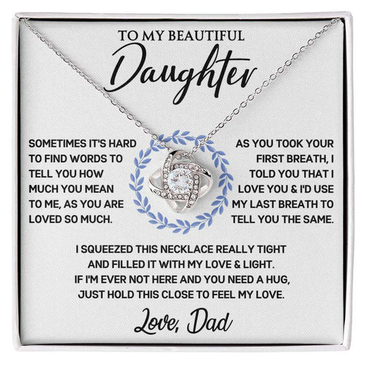 Give Love Gifts: Dad to Daughter - First Breath - Love Knot Gift Set: 14K White / Two-Tone Standard