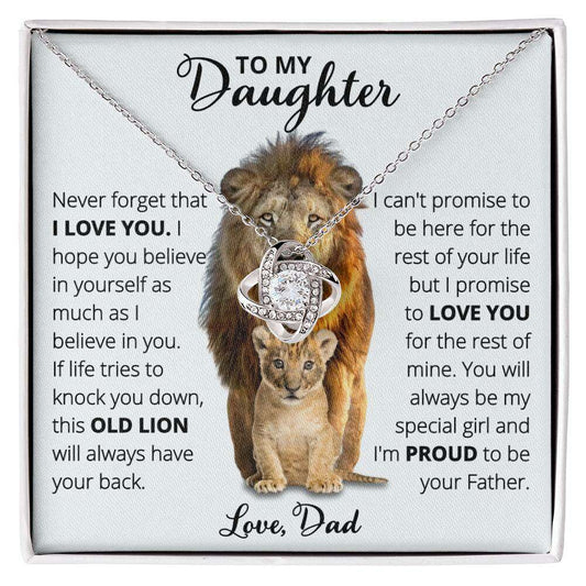 Give Love Gifts: Dad to Daughter - Believe - Love Knot Gift Set: 14K White / Two-Tone Standard