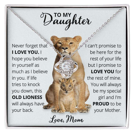 Give Love Gifts: Mom to Daughter - Believe - Love Knot Gift Set: 14K White / Two-Tone Standard