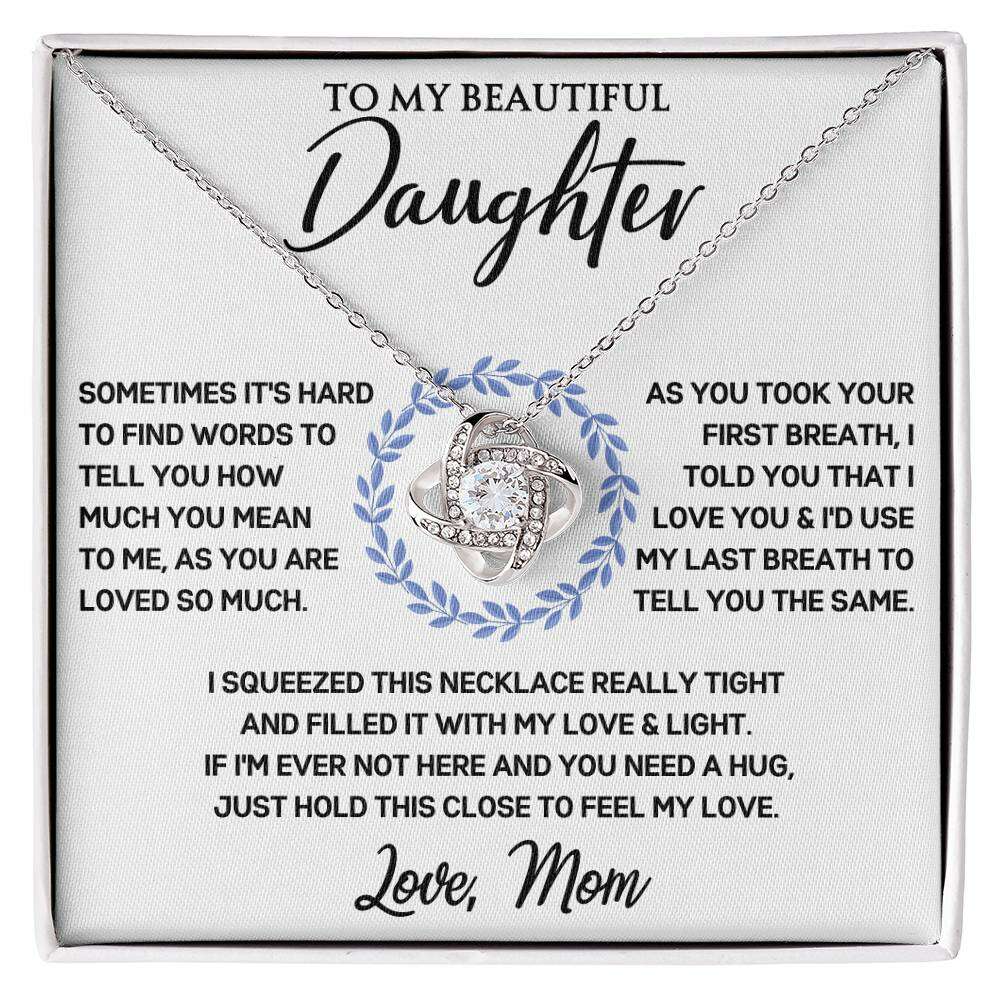 Give Love Gifts: Mom to Daughter - First Breath - Love Knot Gift Set: 14K White / Two-Tone Standard