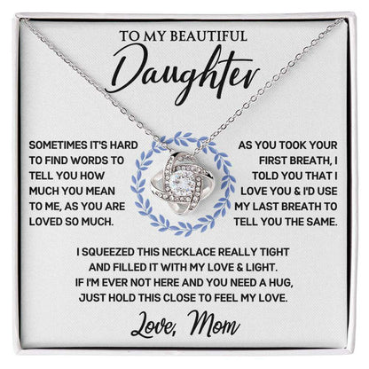 Give Love Gifts: Mom to Daughter - First Breath - Love Knot Gift Set: 14K White / Two-Tone Standard