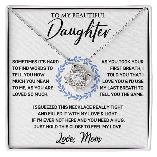 Give Love Gifts: Mom to Daughter - First Breath - Love Knot Gift Set: 14K White / Two-Tone Standard