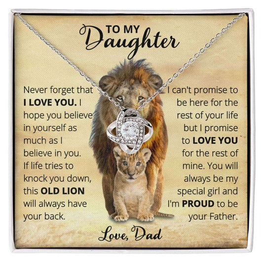 Give Love Gifts: Dad to Daughter - Old Lion - Love Knot Gift Set: 14K White / Two-Tone Standard