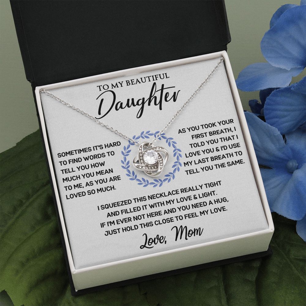 Mom to Daughter - First Breath - Love Knot Necklace