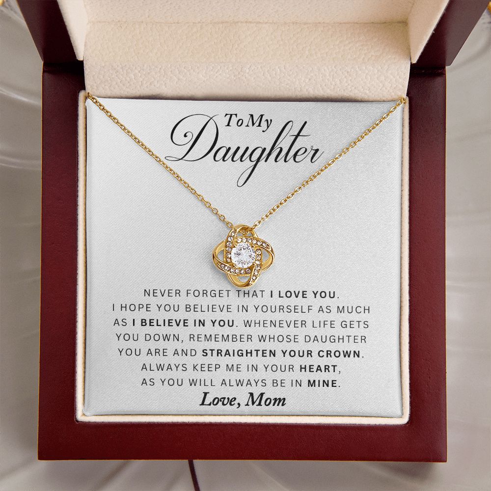 Mom to Daughter - Never Forget - Love Knot Necklace