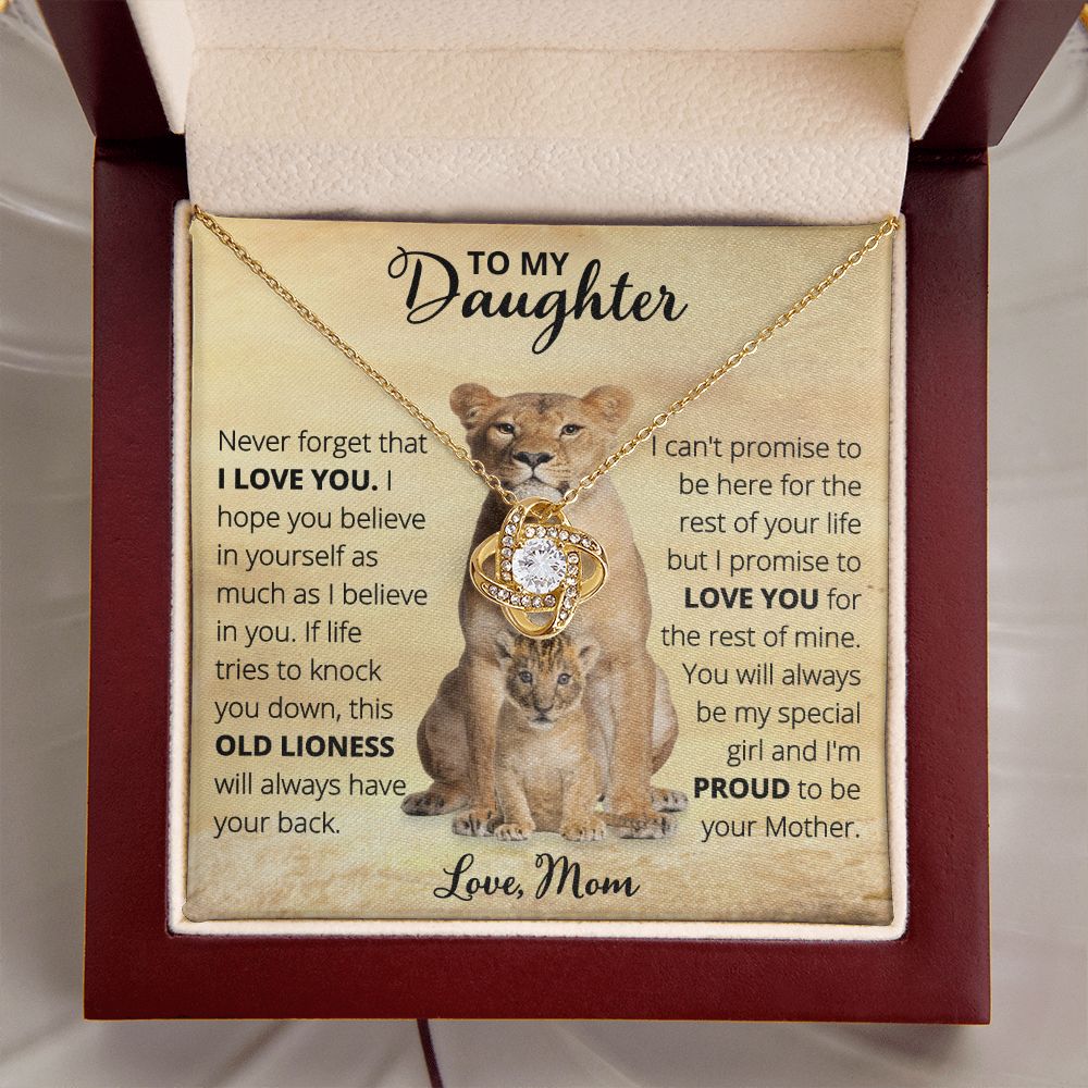Mom to Daughter - Old Lioness - Love Knot Necklace