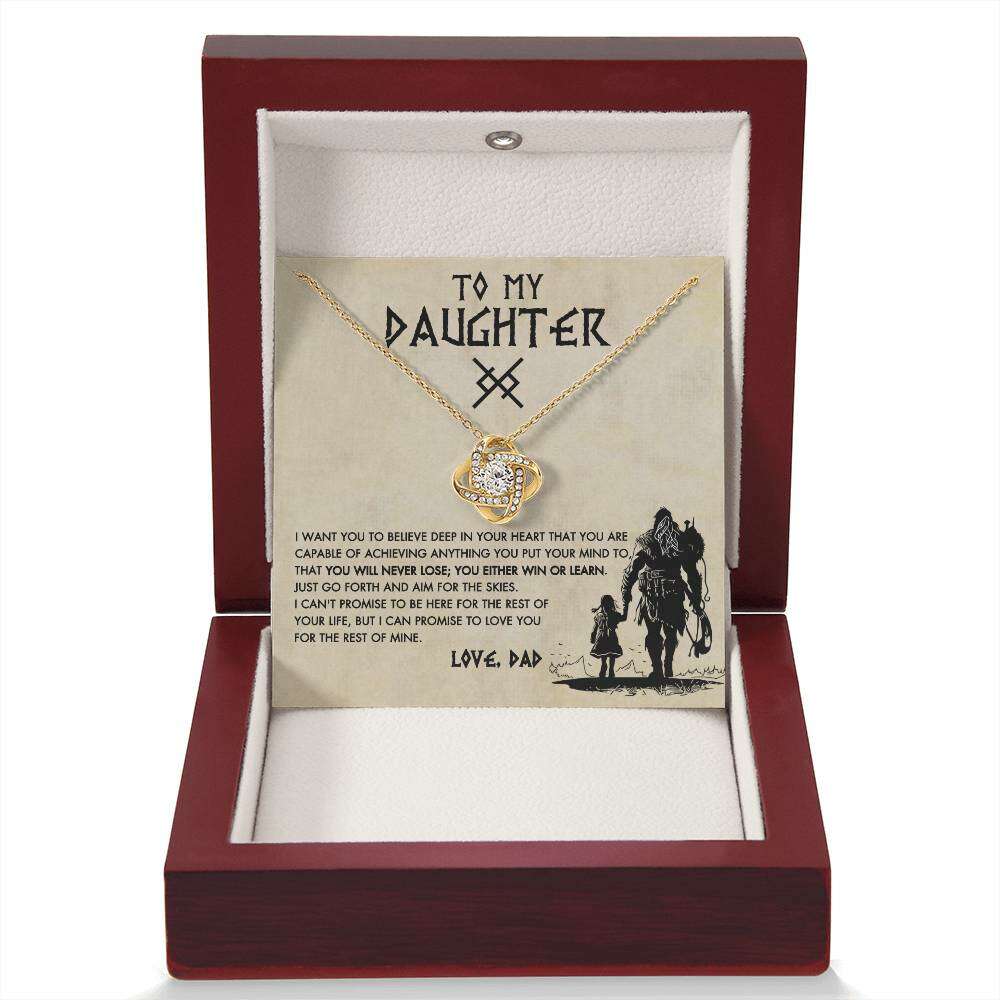 Give Love Gifts: Dad to Daughter - Capable - Love Knot Gift Set: 18K Yellow / Mahogany & LED Light