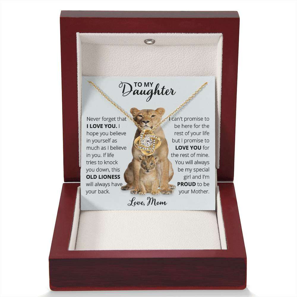 Give Love Gifts: Mom to Daughter - Believe - Love Knot Gift Set: 18K Yellow / Mahogany & LED Light