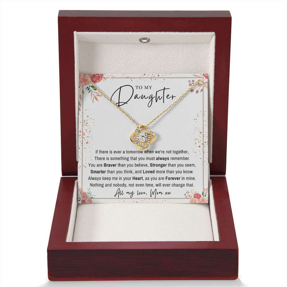 Give Love Gifts: Mom to Daughter - Remember - Love Knot Gift Set: 18K Yellow / Mahogany & LED Light
