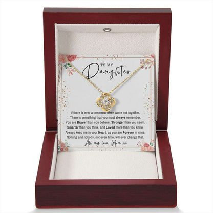 Give Love Gifts: Mom to Daughter - Remember - Love Knot Gift Set: 18K Yellow / Mahogany & LED Light
