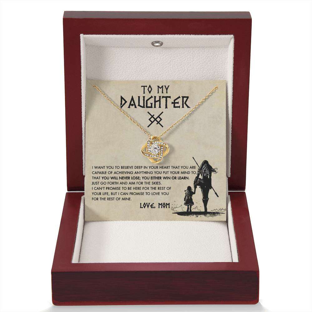 Give Love Gifts: Mom to Daughter - Capable - Love Knot Gift Set: 18K Yellow / Mahogany & LED Light
