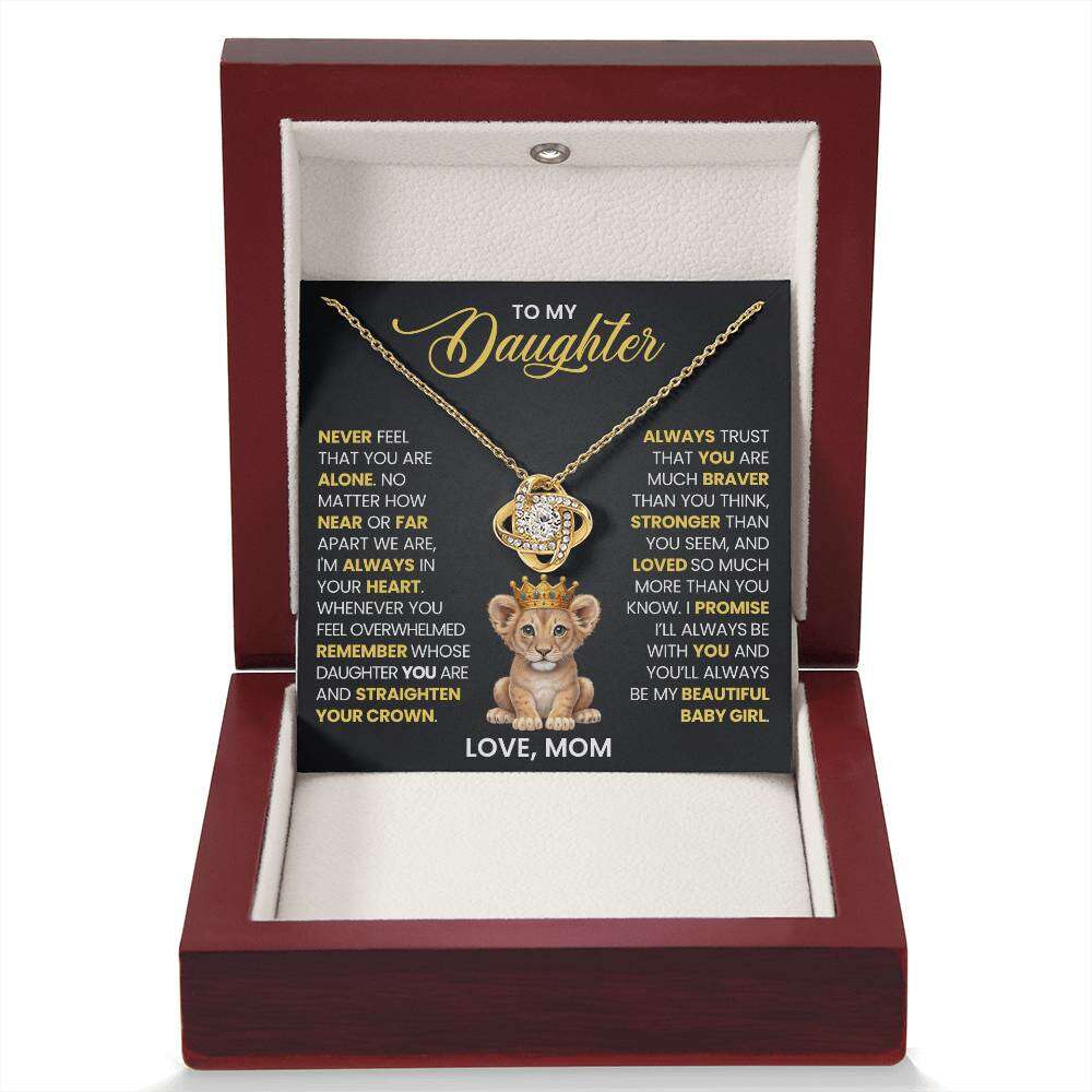 Give Love Gifts: Mom to Daughter - Crown - Love Knot Gift Set: 18K Yellow / Mahogany & LED Light