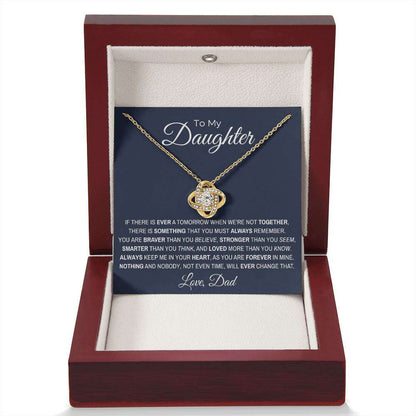 Give Love Gifts: Dad to Daughter - Loved - Love Knot Gift Set: 18K Yellow / Mahogany & LED Light
