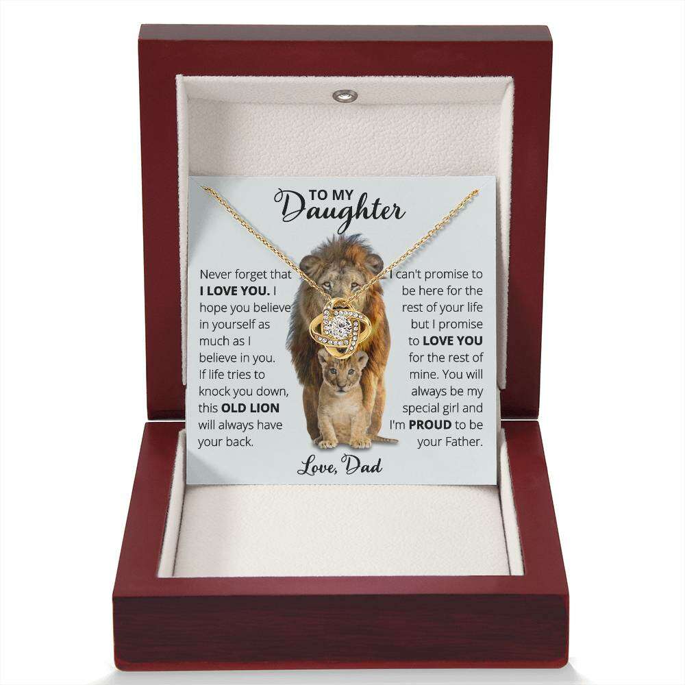Give Love Gifts: Dad to Daughter - Believe - Love Knot Gift Set: 18K Yellow / Mahogany & LED Light