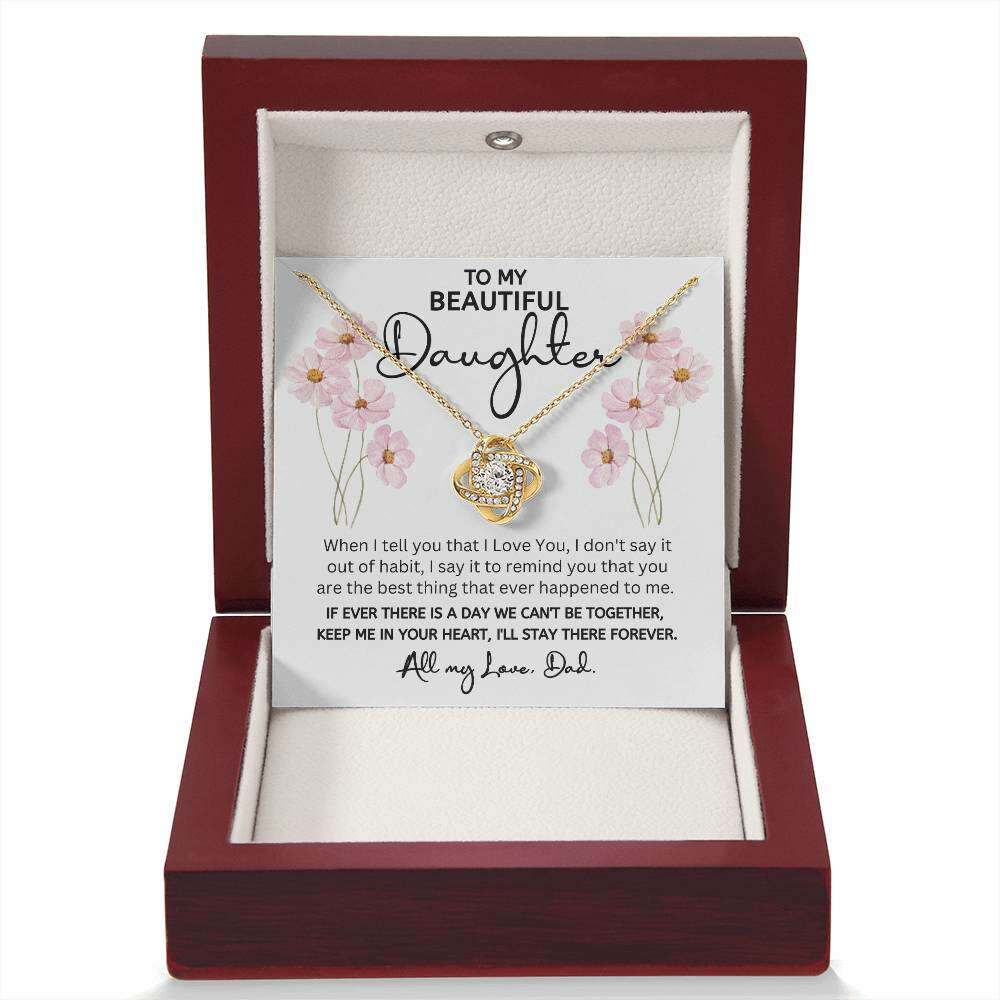 Give Love Gifts: Dad to Daughter - Best Thing - Love Knot Gift Set: 18K Yellow / Mahogany & LED Light