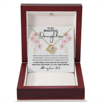 Give Love Gifts: Dad to Daughter - Best Thing - Love Knot Gift Set: 18K Yellow / Mahogany & LED Light