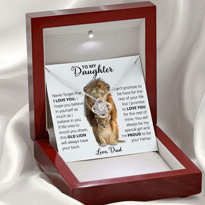 Give Love Gifts: Dad to Daughter - Believe - Love Knot Gift Set: 14K White / Mahogany & LED Light