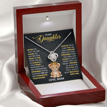 Give Love Gifts: Mom to Daughter - Crown - Love Knot Gift Set: 14K White / Mahogany & LED Light