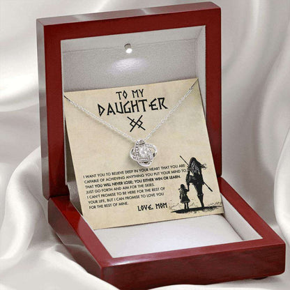 Give Love Gifts: Mom to Daughter - Capable - Love Knot Gift Set: 14K White / Mahogany & LED Light