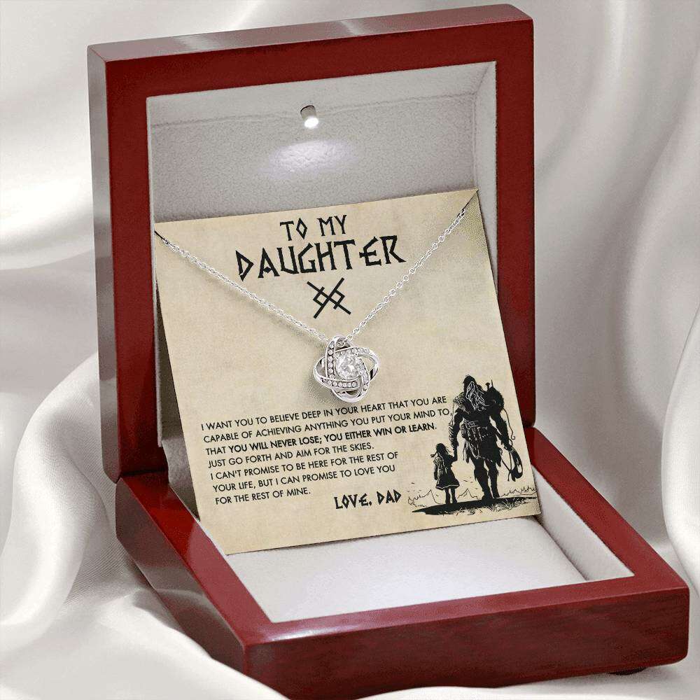 Give Love Gifts: Dad to Daughter - Capable - Love Knot Gift Set: 14K White / Mahogany & LED Light