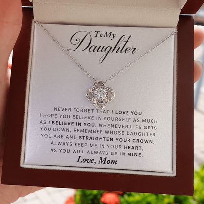 Mom to Daughter - Never Forget - Love Knot Necklace