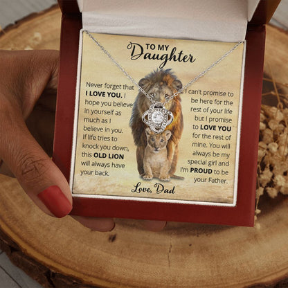 Dad to Daughter - Old Lion - Love Knot Necklace