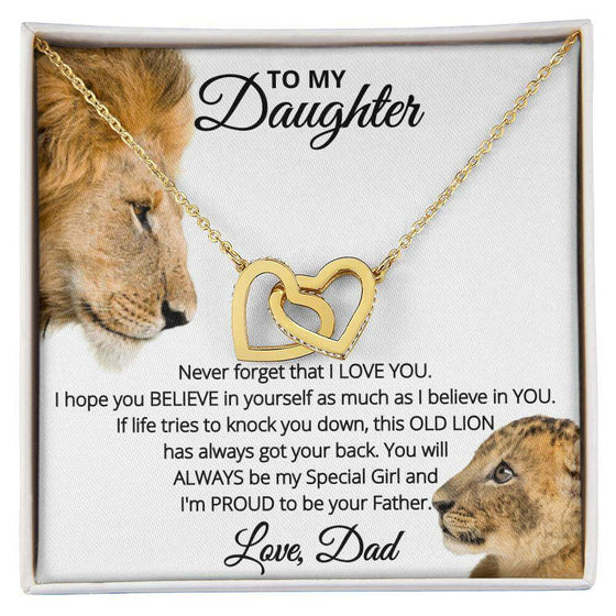 Give Love Gifts: Dad to Daughter - Proud - Interlocking Hearts Gift Set: 18K Yellow / Two-Tone Standard