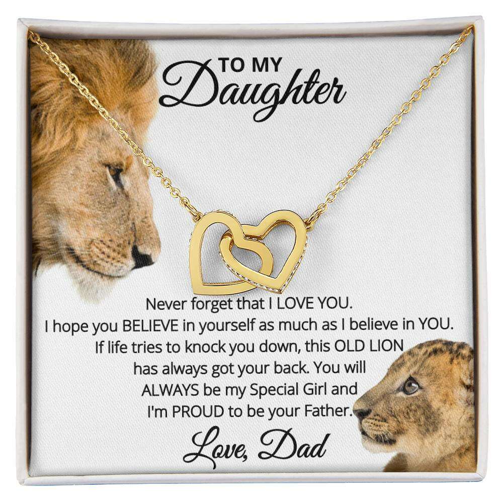 Give Love Gifts: Dad to Daughter - Proud - Interlocking Hearts Gift Set: 18K Yellow / Two-Tone Standard