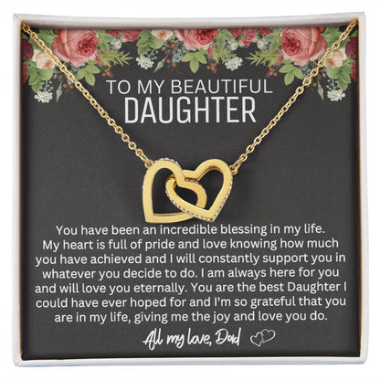 Dad to Daughter - Blessing - Interlocking Hearts Necklace