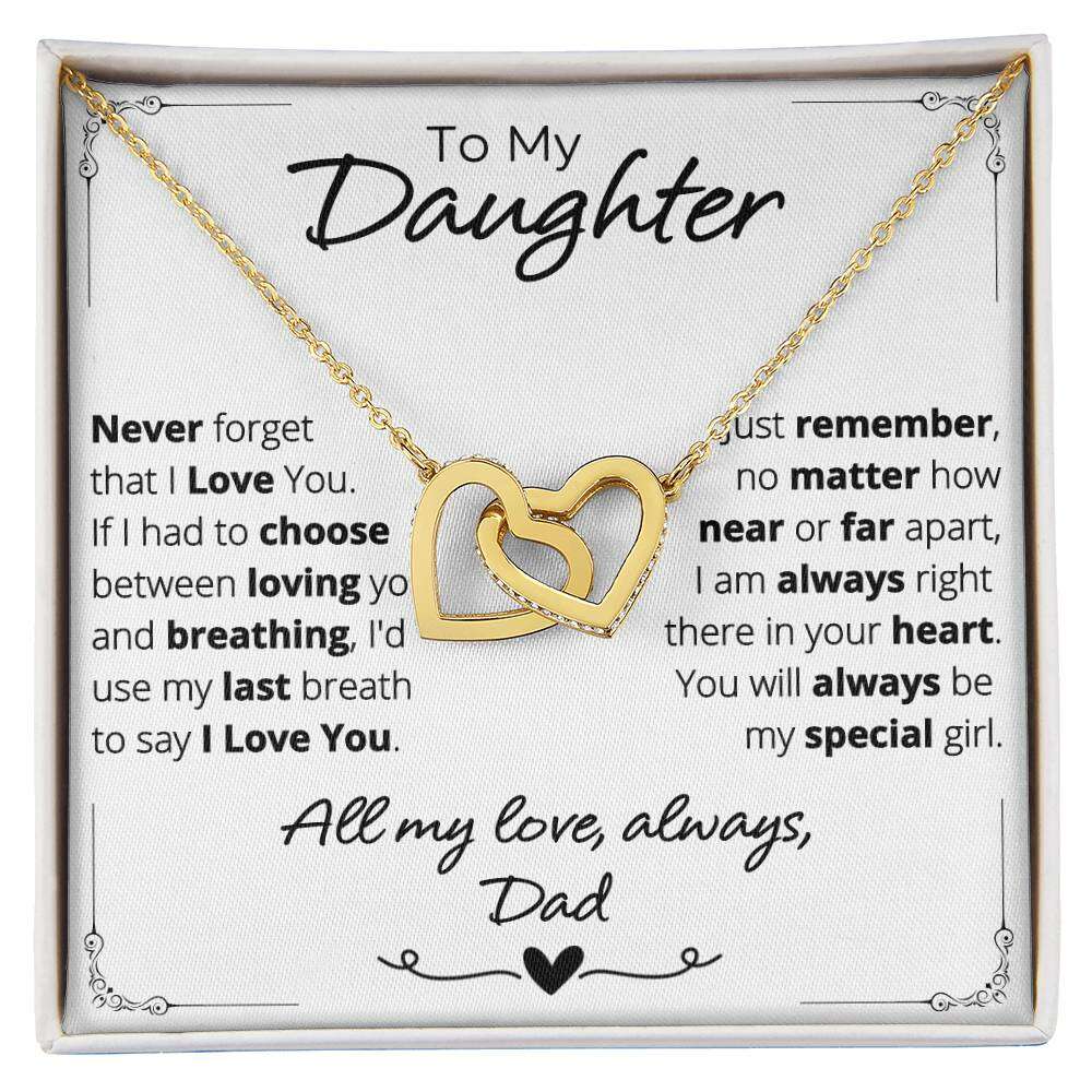 Give Love Gifts: Dad to Daughter - Last Breath - Interlocking Hearts Gift Set: 18K Yellow / Two-Tone Standard
