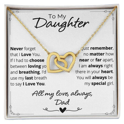 Give Love Gifts: Dad to Daughter - Last Breath - Interlocking Hearts Gift Set: 18K Yellow / Two-Tone Standard