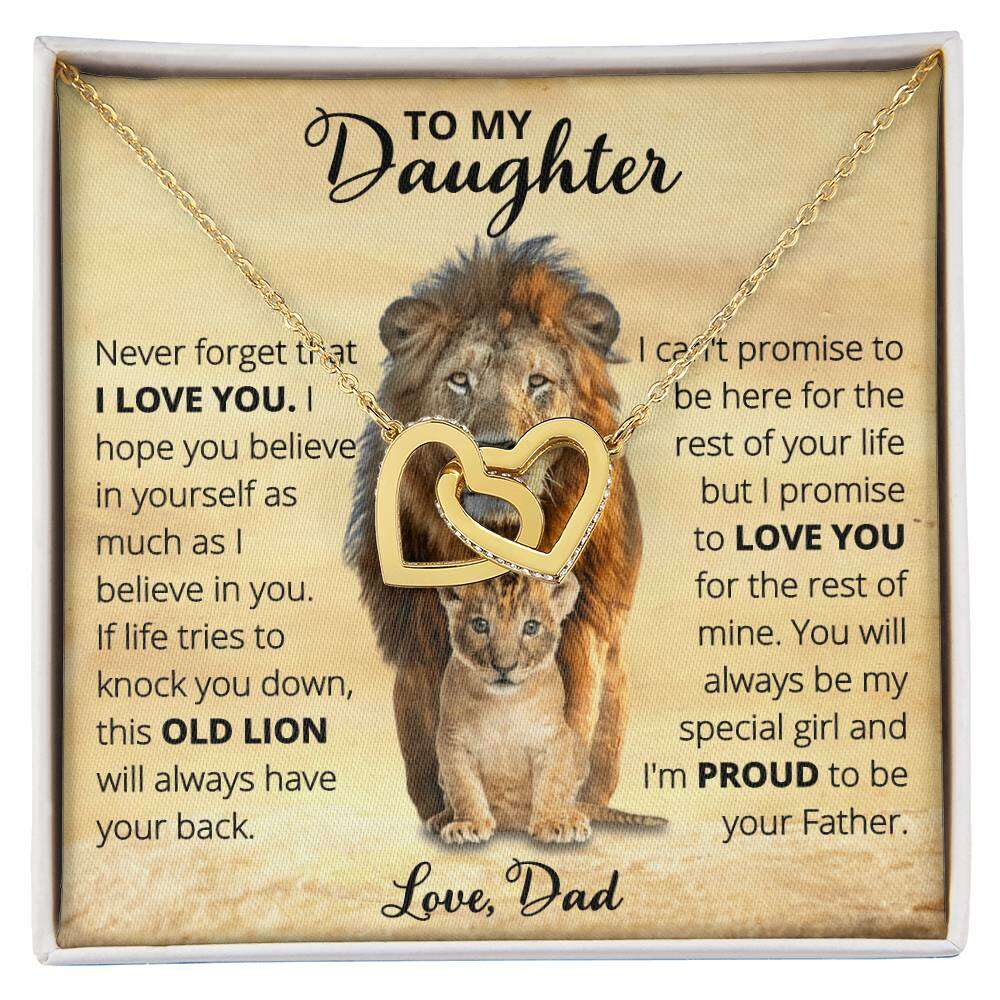 Give Love Gifts: Dad to Daughter - Old Lion - Interlocking Hearts Gift Set: 18K Yellow / Two-Tone Standard