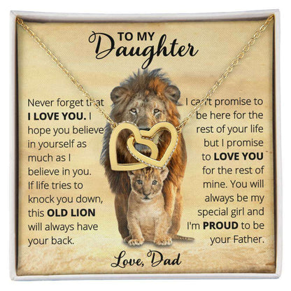 Give Love Gifts: Dad to Daughter - Old Lion - Interlocking Hearts Gift Set: 18K Yellow / Two-Tone Standard