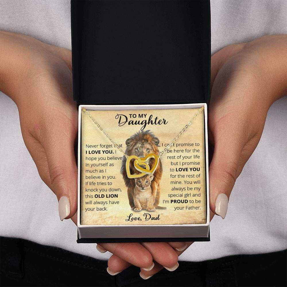 Give Love Gifts: Dad to Daughter - Old Lion - Interlocking Hearts Gift Set