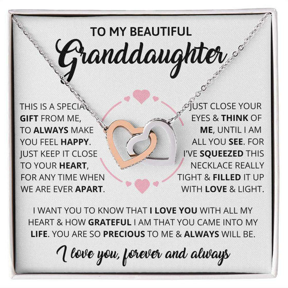 Give Love Gifts: Granddaughter - Forever - Interlocking Hearts Gift Set: Stainless & Rose / Two-Tone Standard