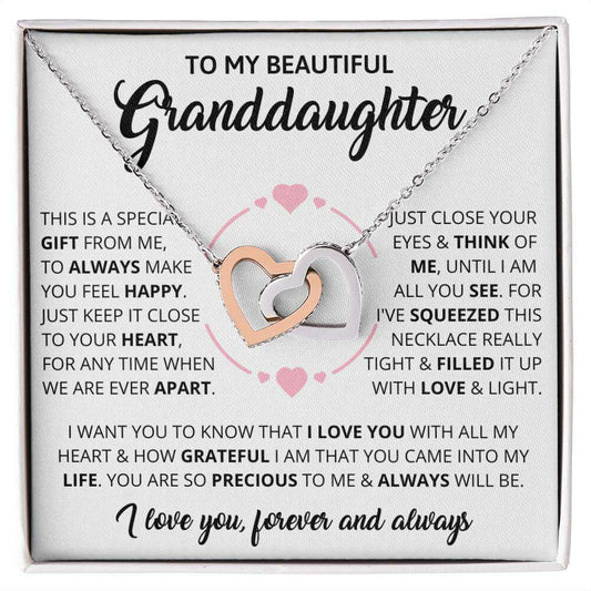 Give Love Gifts: Granddaughter - Forever - Interlocking Hearts Gift Set: Stainless & Rose / Two-Tone Standard