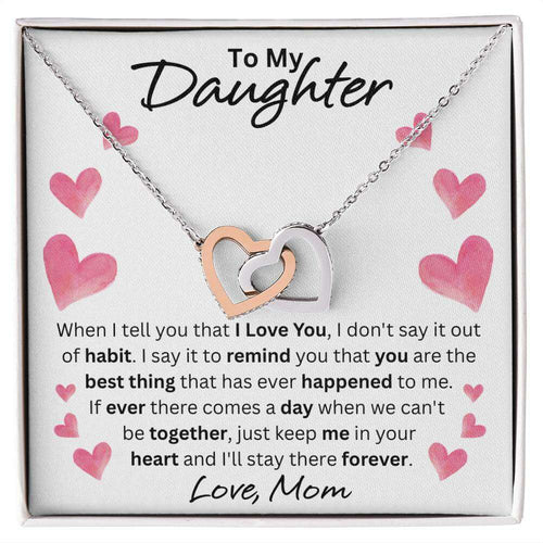 Give Love Gifts: Mom to Daughter - Forever - Interlocking Hearts Gift Set: Stainless & Rose / Two-Tone Standard